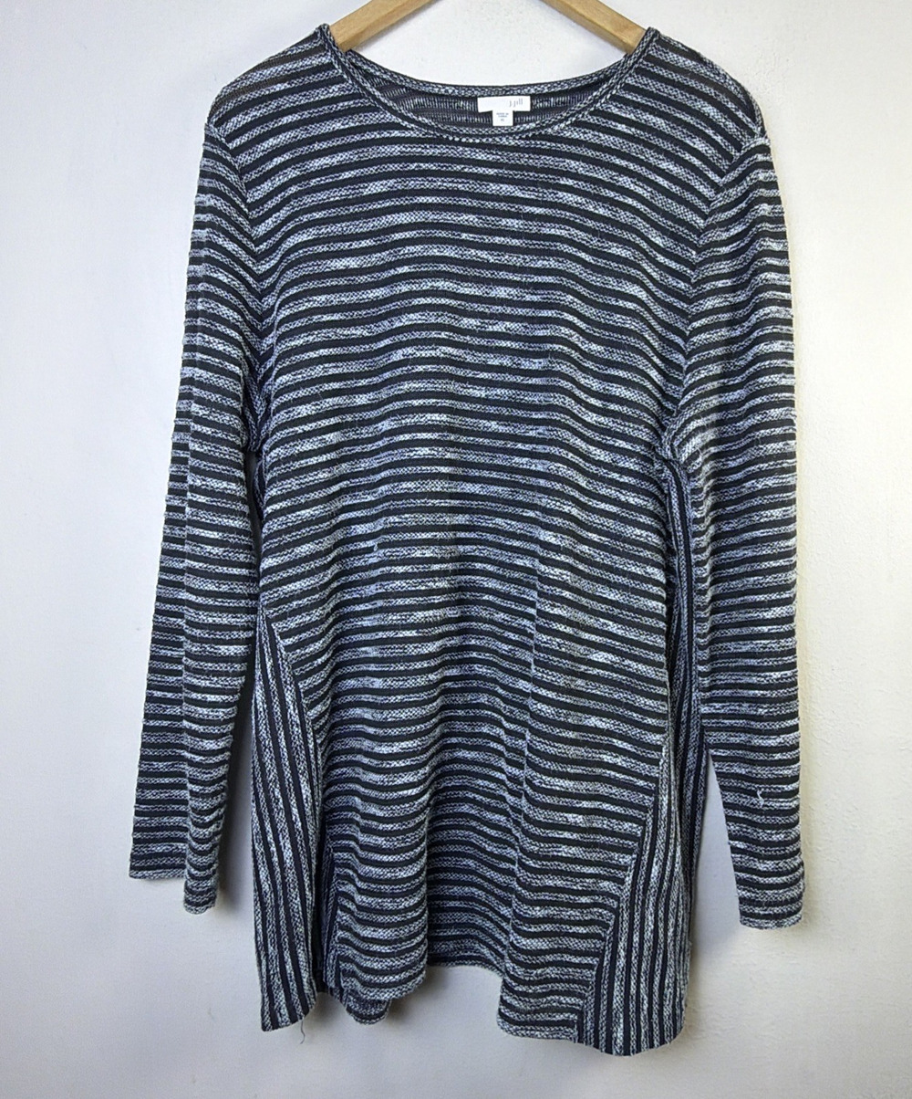 J. Jill Black blue Striped Long Sleeve Thin sweater XL casual cottagecore
